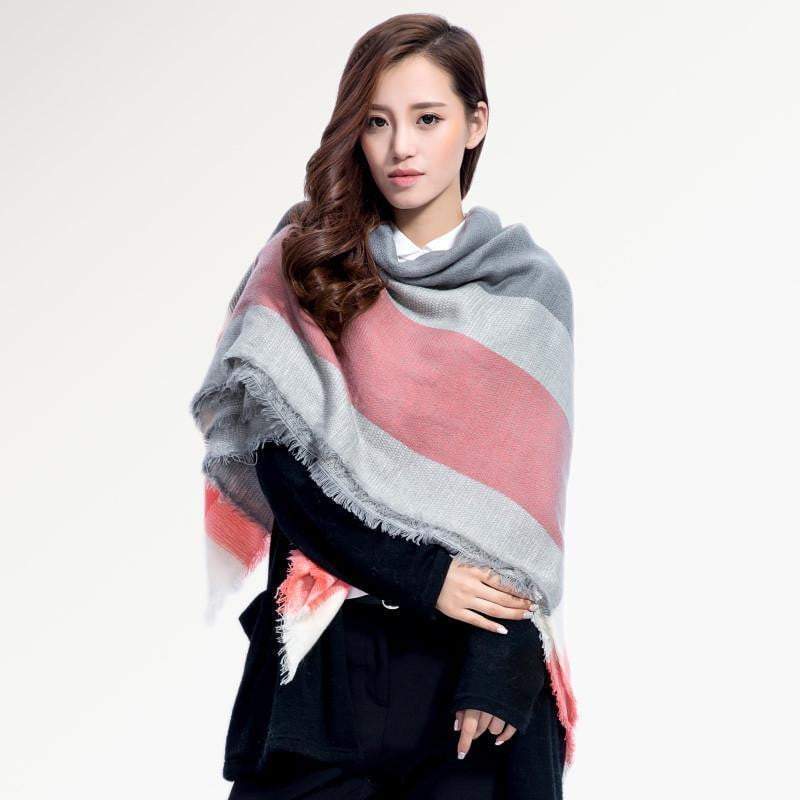 [VIANOSI] Brand Women Winter Plaid Square Knitted Scarf