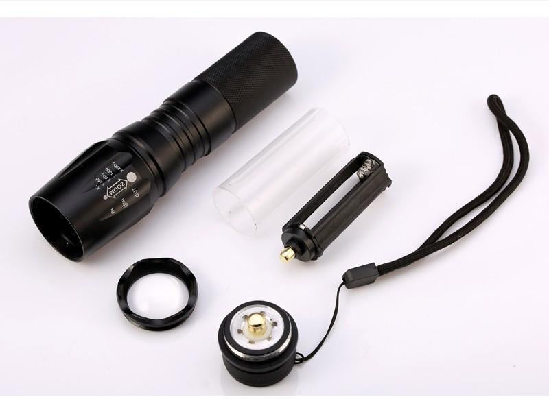 Military Grade 2000 Lumen LED Tactical Flashlight with 18650 Rechargeable Battery + Charger