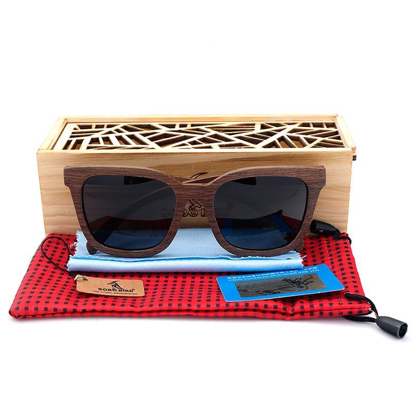 Hand Made Luxury Vintage Brown Wooden Sunglasses with Black lenses