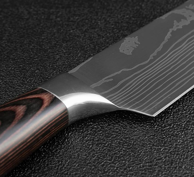 Japanese ikasu Chef Knife 8'' Nakiri Professional Steel Damascus
