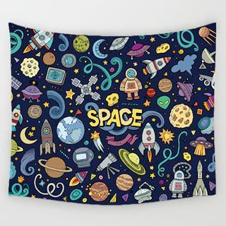 Cartoon Pattern Tapestry Yoga Rug