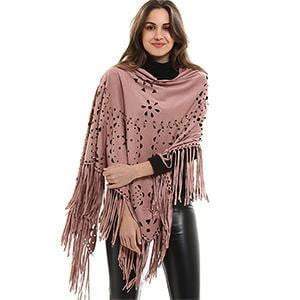 Floral Pashmina Tassel Batwing Sleeves Scarf