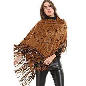 Floral Pashmina Tassel Batwing Sleeves Scarf