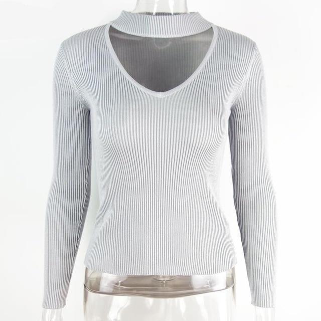 Elegant halter knitted sweater