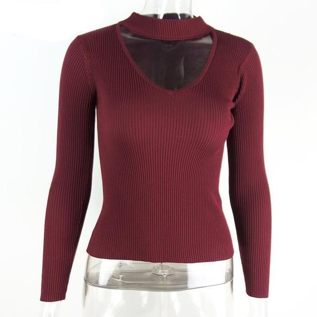 Elegant halter knitted sweater