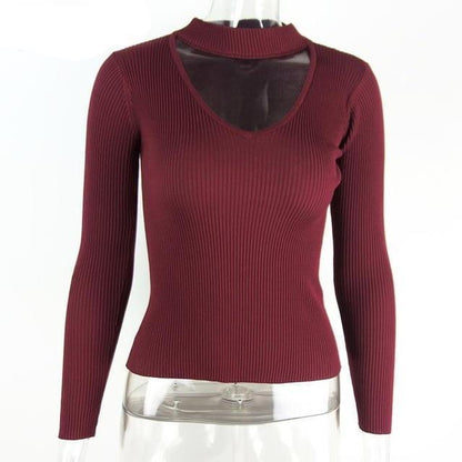 Elegant halter knitted sweater
