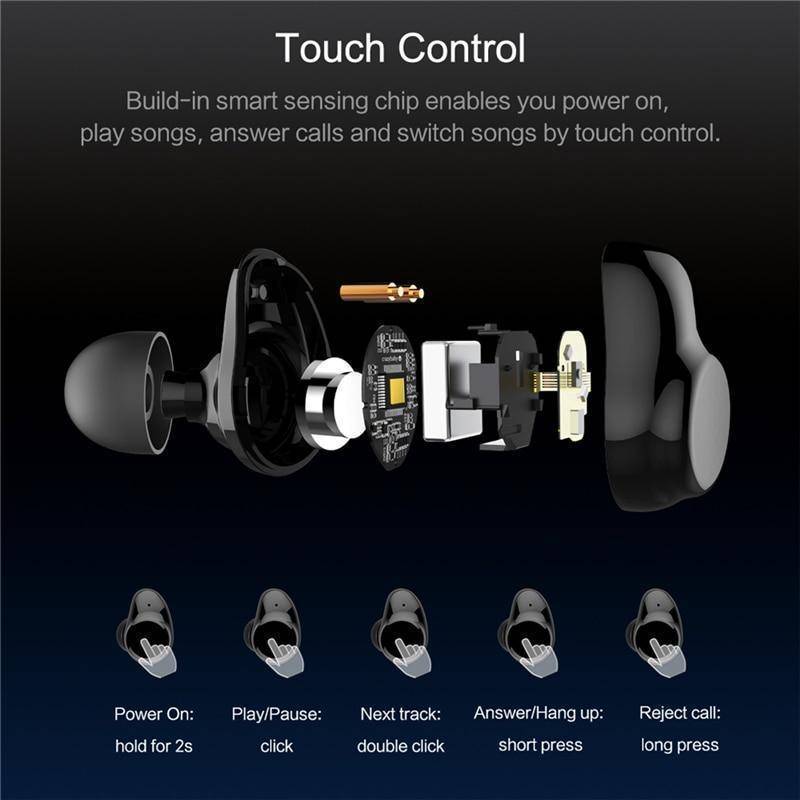 TWS True Wireless Bluetooth Earbuds Touch Control and Charging Case