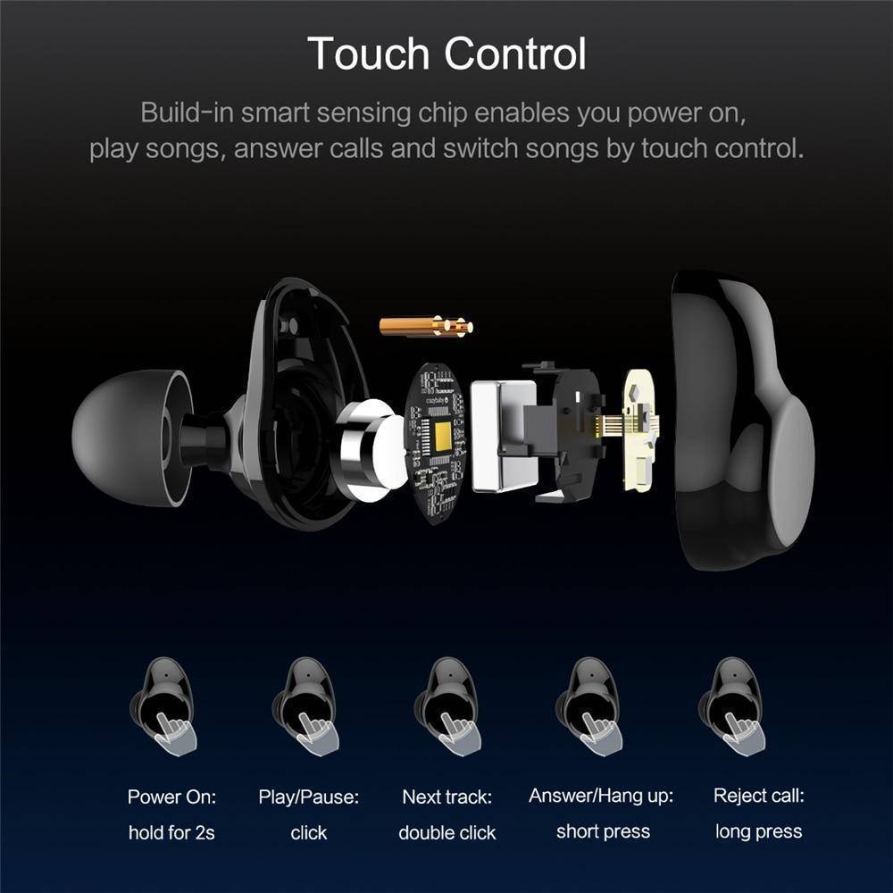 TWS True Wireless Bluetooth Earbuds Touch Control and Charging Case