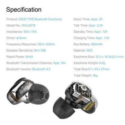 Rockspace EB30 TWS True Wireless Bluetooth Earbuds