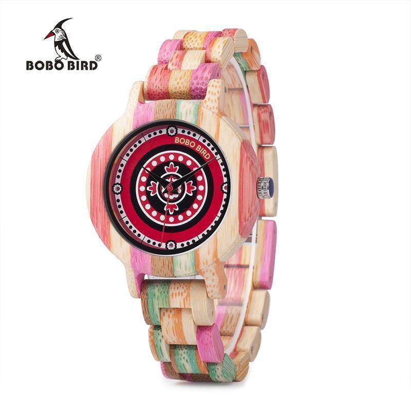 Colorful Bamboo Wood Watch for Women - Wooden Band - In Gift Box