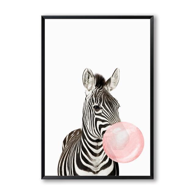 Animals Bubble Gum Canvas Wall Art