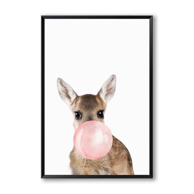 Animals Bubble Gum Canvas Wall Art