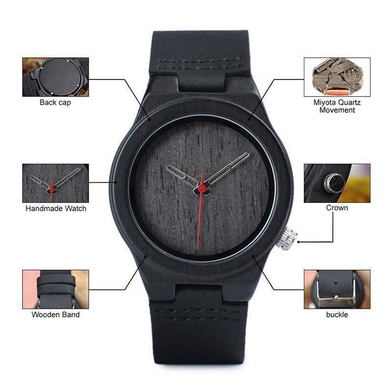 Classic Black Wooden Watch for Women comes in a Beautiful Wood Gift Box