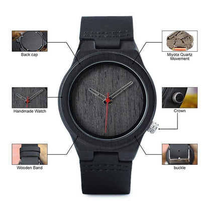 Classic Black Wooden Watch for Women comes in a Beautiful Wood Gift Box