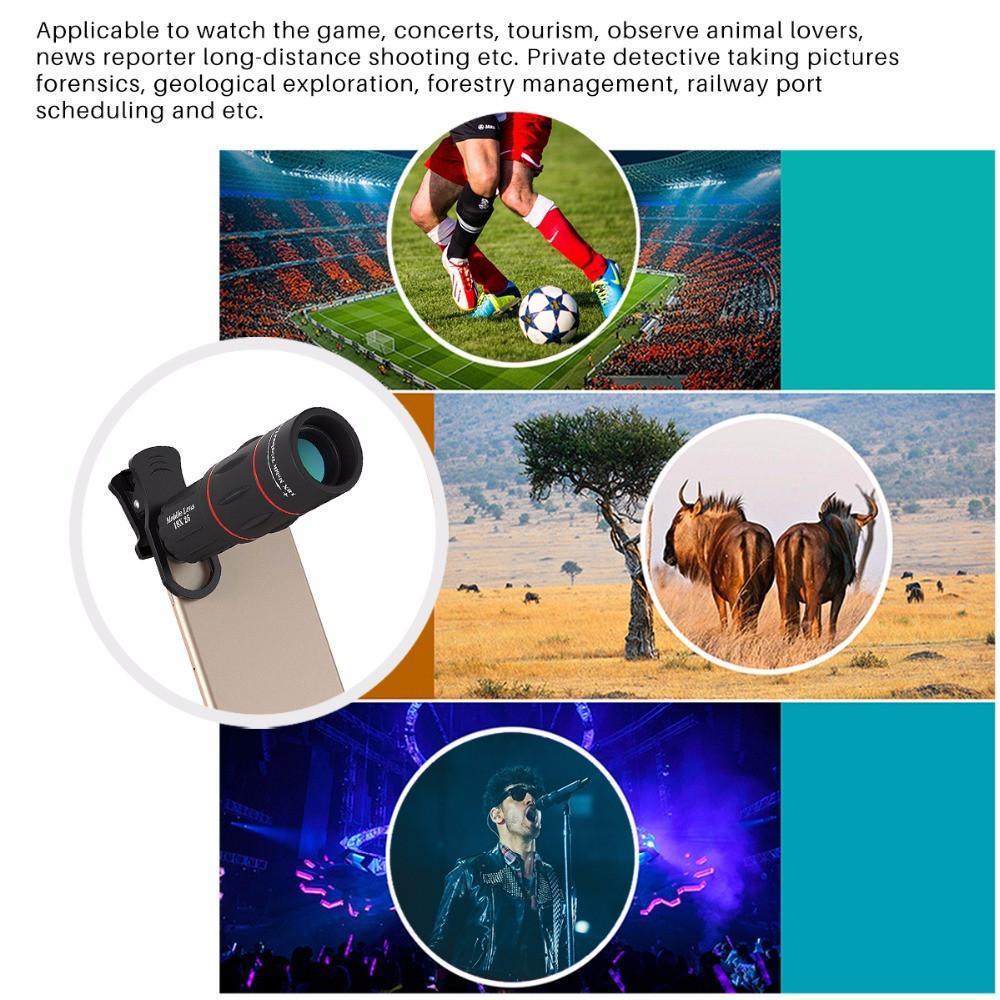 18X Zoom Telescope Mobile Lens with Tripod Clip For iPhone and Samsung Android - 1000m 3280ft