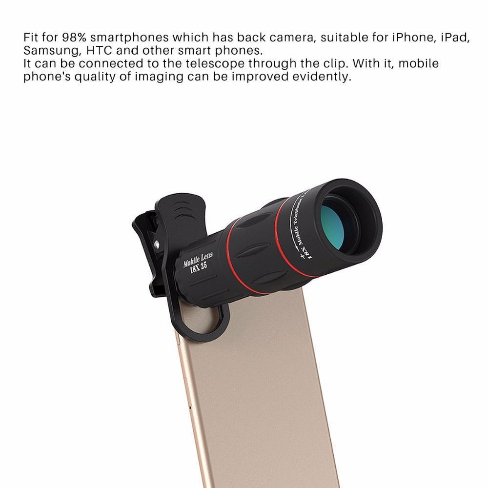 18X Zoom Telescope Mobile Lens with Tripod Clip For iPhone and Samsung Android - 1000m 3280ft