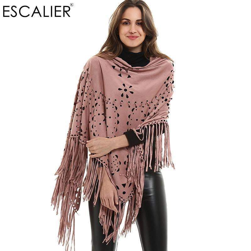 Floral Pashmina Tassel Batwing Sleeves Scarf