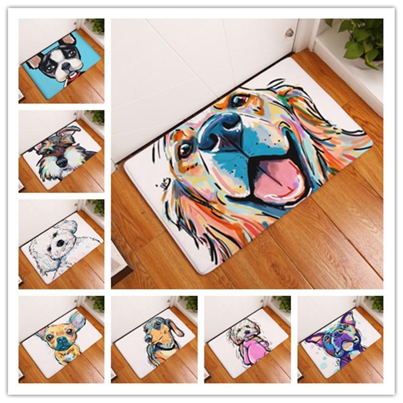 Cartoon Style Anti-slip Dog Painting Floor Mat