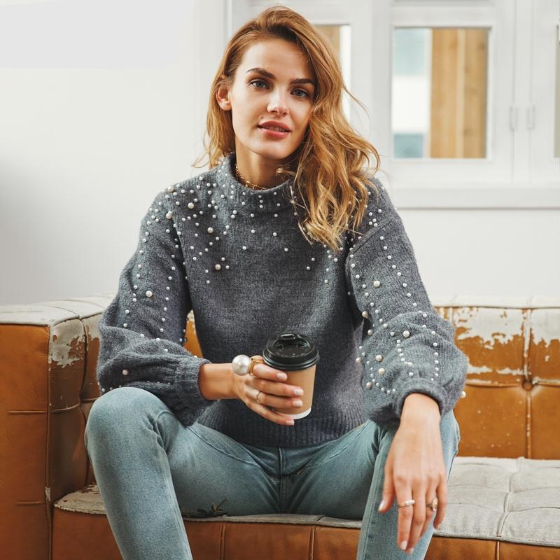 Pearl turtleneck knitted sweater