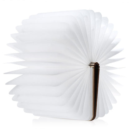 LED Foldable 360 Wooden Book Night Lamp Desk Light USB Rechargeable