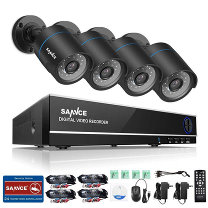 4 Channel Home Video Security Cameras System with Night Vision