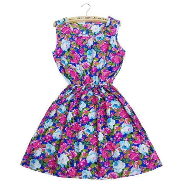 Summer Autumn New Women Vestidos Casual Bohemian Floral Sleeveless Dresses