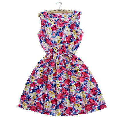 Summer Autumn New Women Vestidos Casual Bohemian Floral Sleeveless Dresses