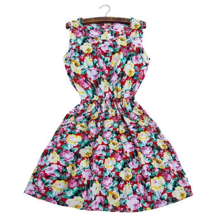 Summer Autumn New Women Vestidos Casual Bohemian Floral Sleeveless Dresses