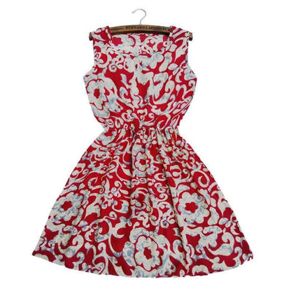 Summer Autumn New Women Vestidos Casual Bohemian Floral Sleeveless Dresses