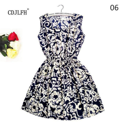 Summer Autumn New Women Vestidos Casual Bohemian Floral Sleeveless Dresses