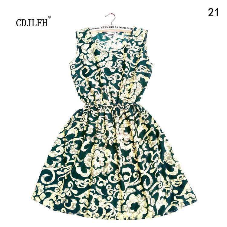 Summer Autumn New Women Vestidos Casual Bohemian Floral Sleeveless Dresses