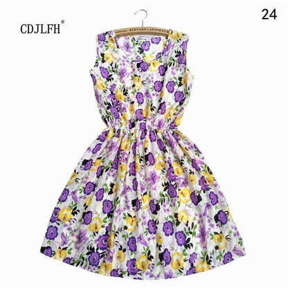 Summer Autumn New Women Vestidos Casual Bohemian Floral Sleeveless Dresses