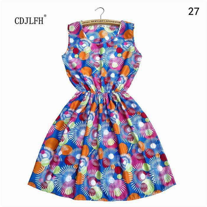 Summer Autumn New Women Vestidos Casual Bohemian Floral Sleeveless Dresses