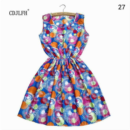 Summer Autumn New Women Vestidos Casual Bohemian Floral Sleeveless Dresses
