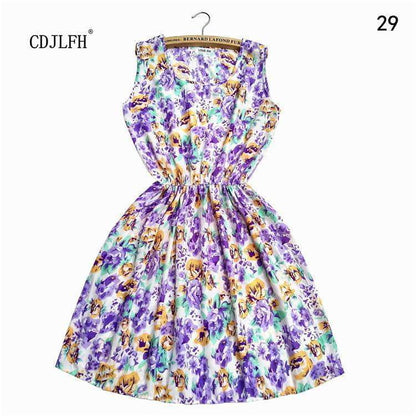 Summer Autumn New Women Vestidos Casual Bohemian Floral Sleeveless Dresses