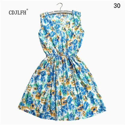 Summer Autumn New Women Vestidos Casual Bohemian Floral Sleeveless Dresses