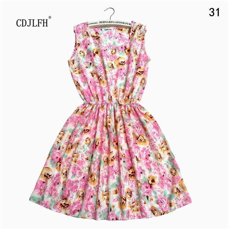 Summer Autumn New Women Vestidos Casual Bohemian Floral Sleeveless Dresses