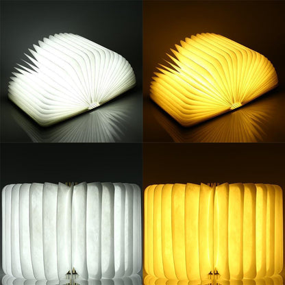 LED Foldable 360 Wooden Book Night Lamp Desk Light USB Rechargeable