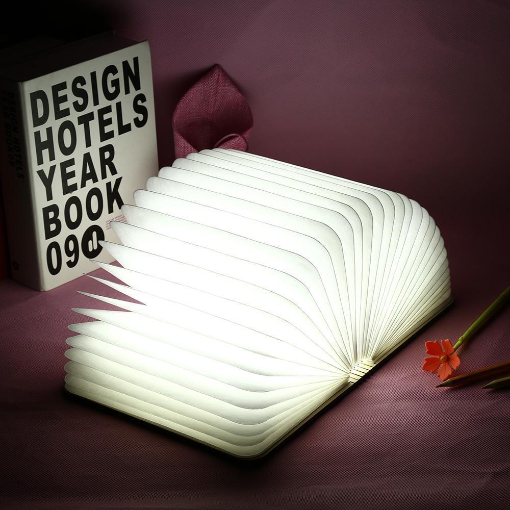 LED Foldable 360 Wooden Book Night Lamp Desk Light USB Rechargeable