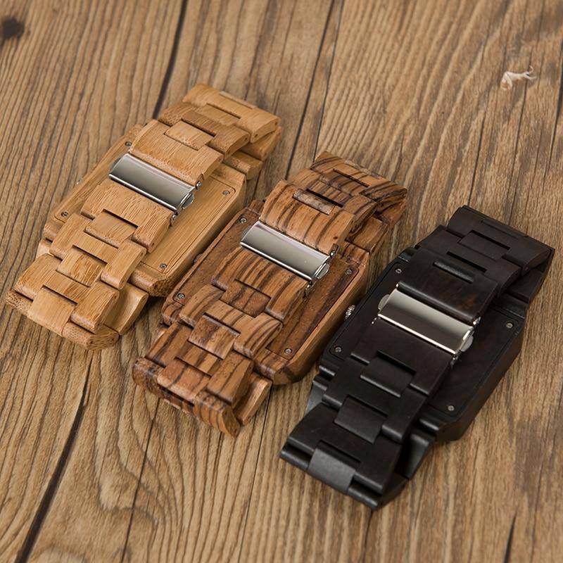 Bamboo Wood Wooden Mens Watch - Rectangle Design