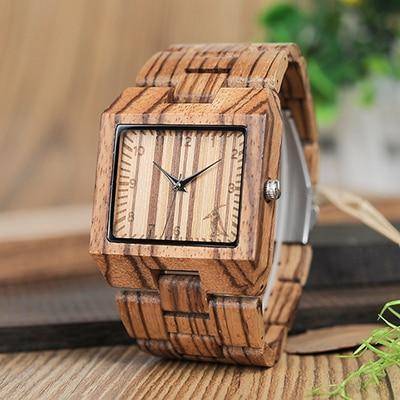 Bamboo Wood Wooden Mens Watch - Rectangle Design