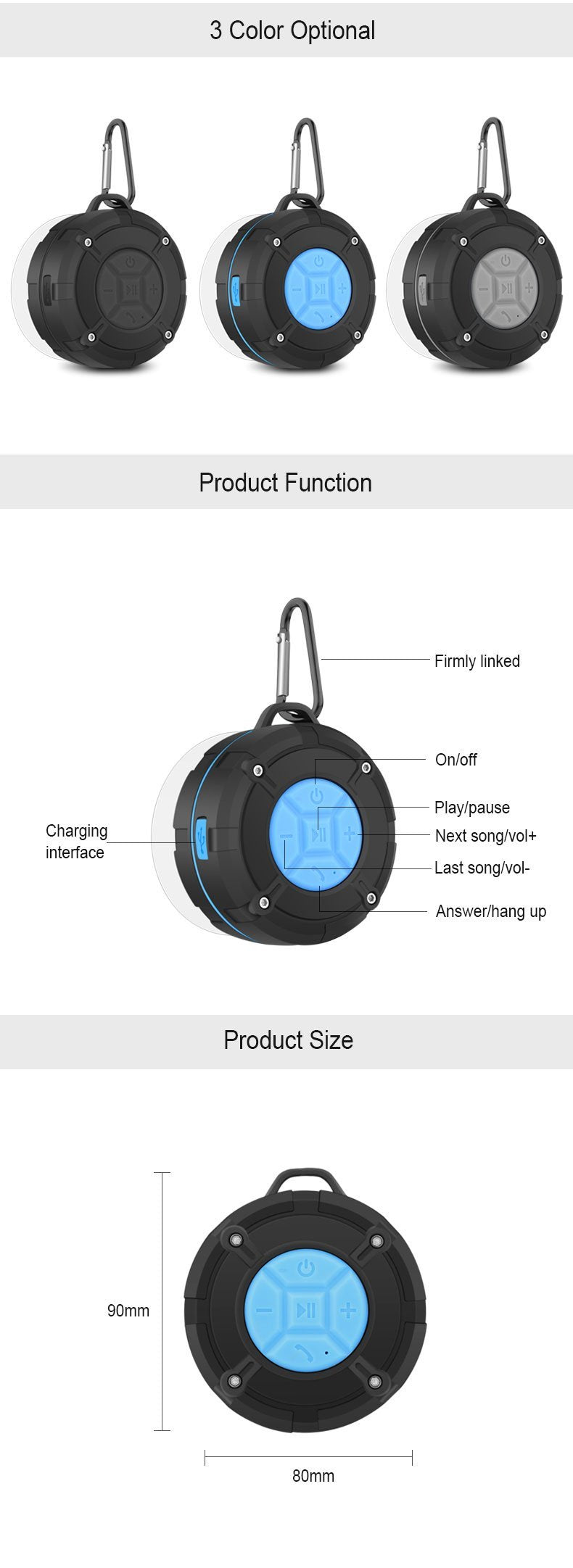 Waterproof Wireless Bluetooth Loudspeaker