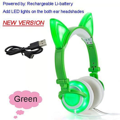 Foldable Flashing Glowing cat ear headphone