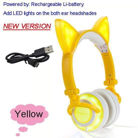 Foldable Flashing Glowing cat ear headphone