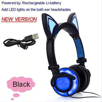 Foldable Flashing Glowing cat ear headphone