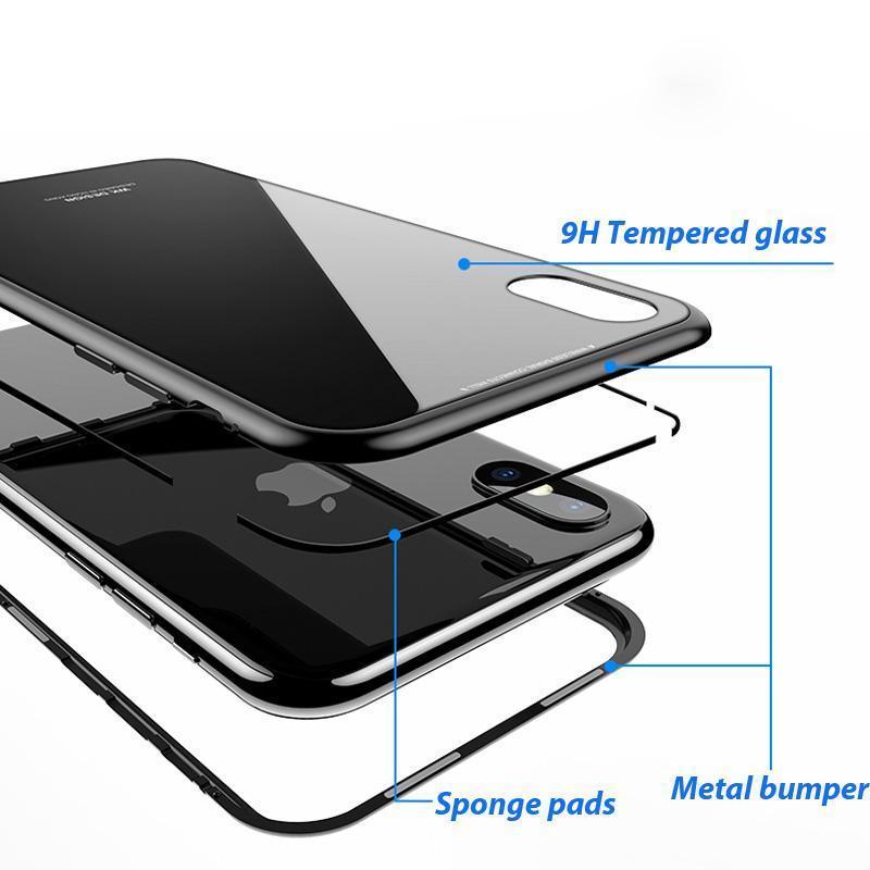 iPhone Magnetic Adsorption Case With Tempered Glass