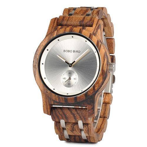 Wood and Metal Strap Watch, Quartz Watch in Wood Box