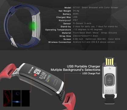Fitness Tracker With Heart Rate Monitor - Waterproof Smart Wristband With Color Screen