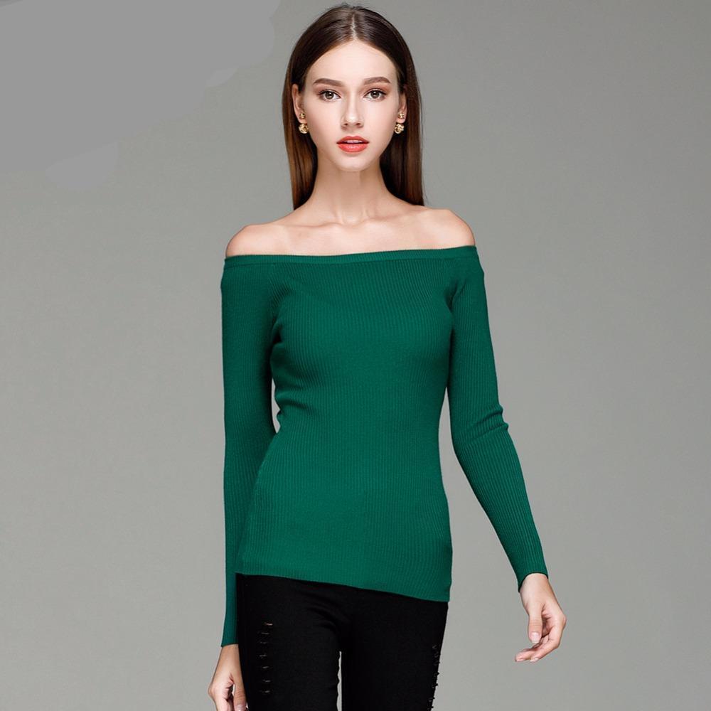 Slit Neckline Strapless Sweater