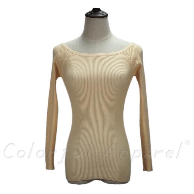 Slit Neckline Strapless Sweater